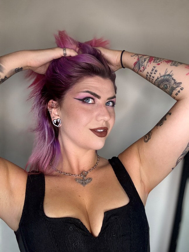 PunkPlugs Heart-Shape Skull Ear Tunnels - Love U Till The End Of The World