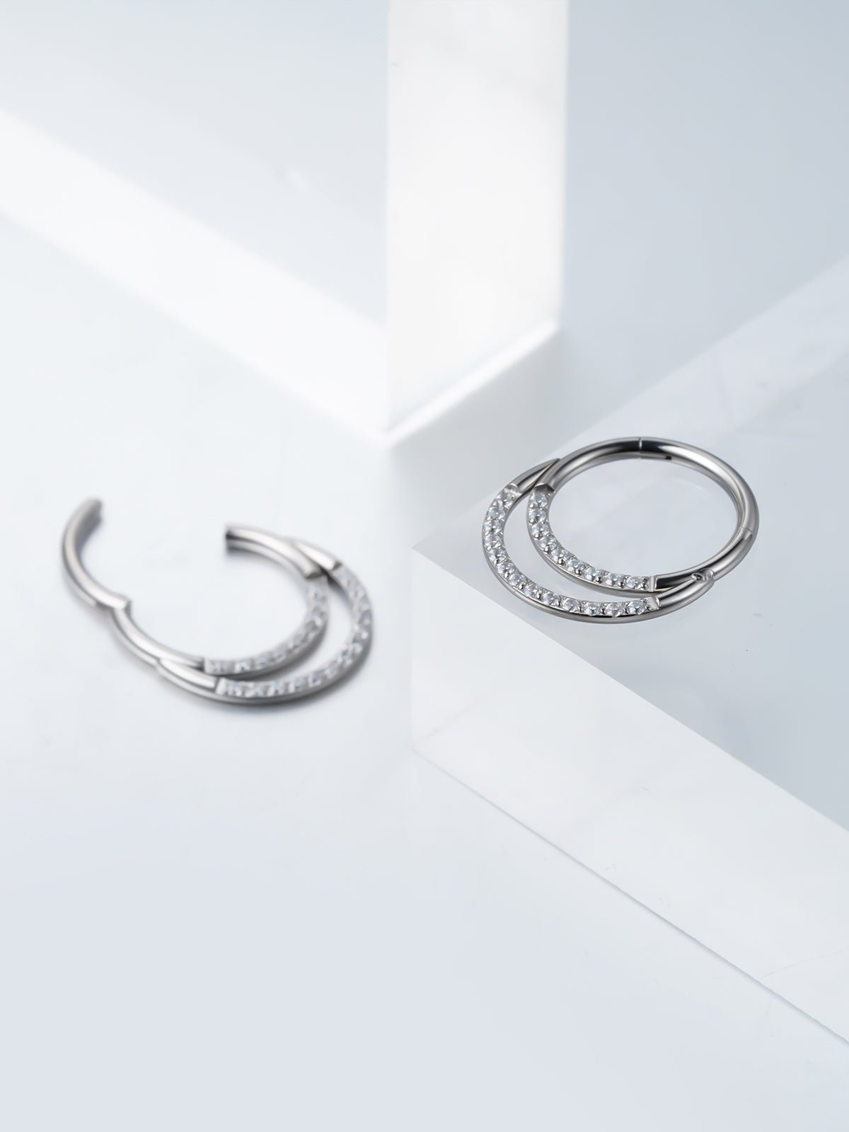 Double Layered Diamond Nose Ring - PunkPlugs