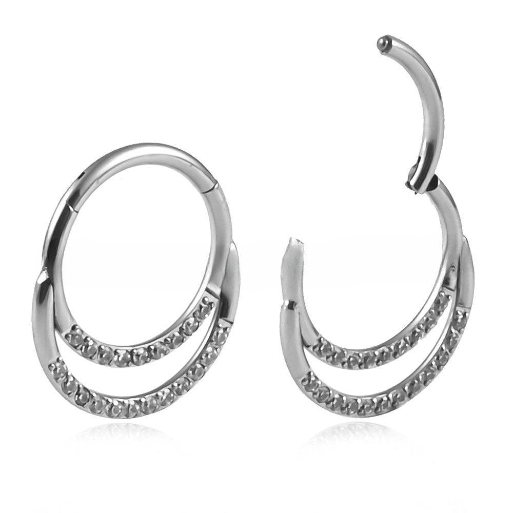 Double Layered Diamond Nose Ring - PunkPlugs