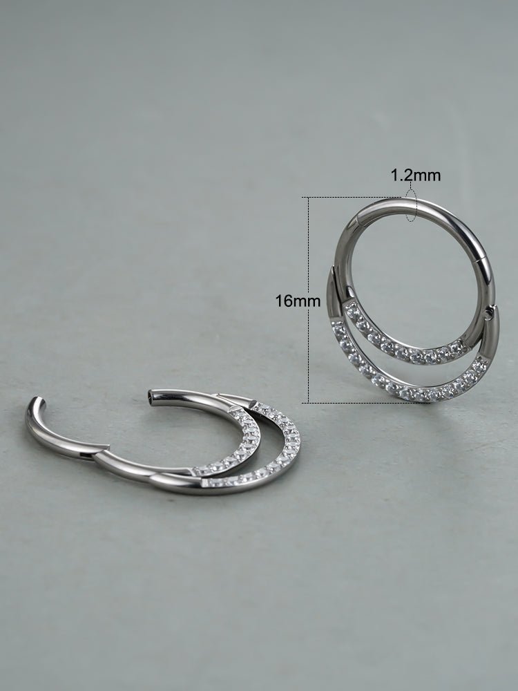 Double Layered Diamond Nose Ring - PunkPlugs