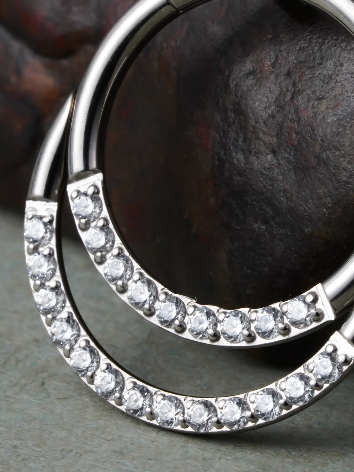 Double Layered Diamond Nose Ring - PunkPlugs