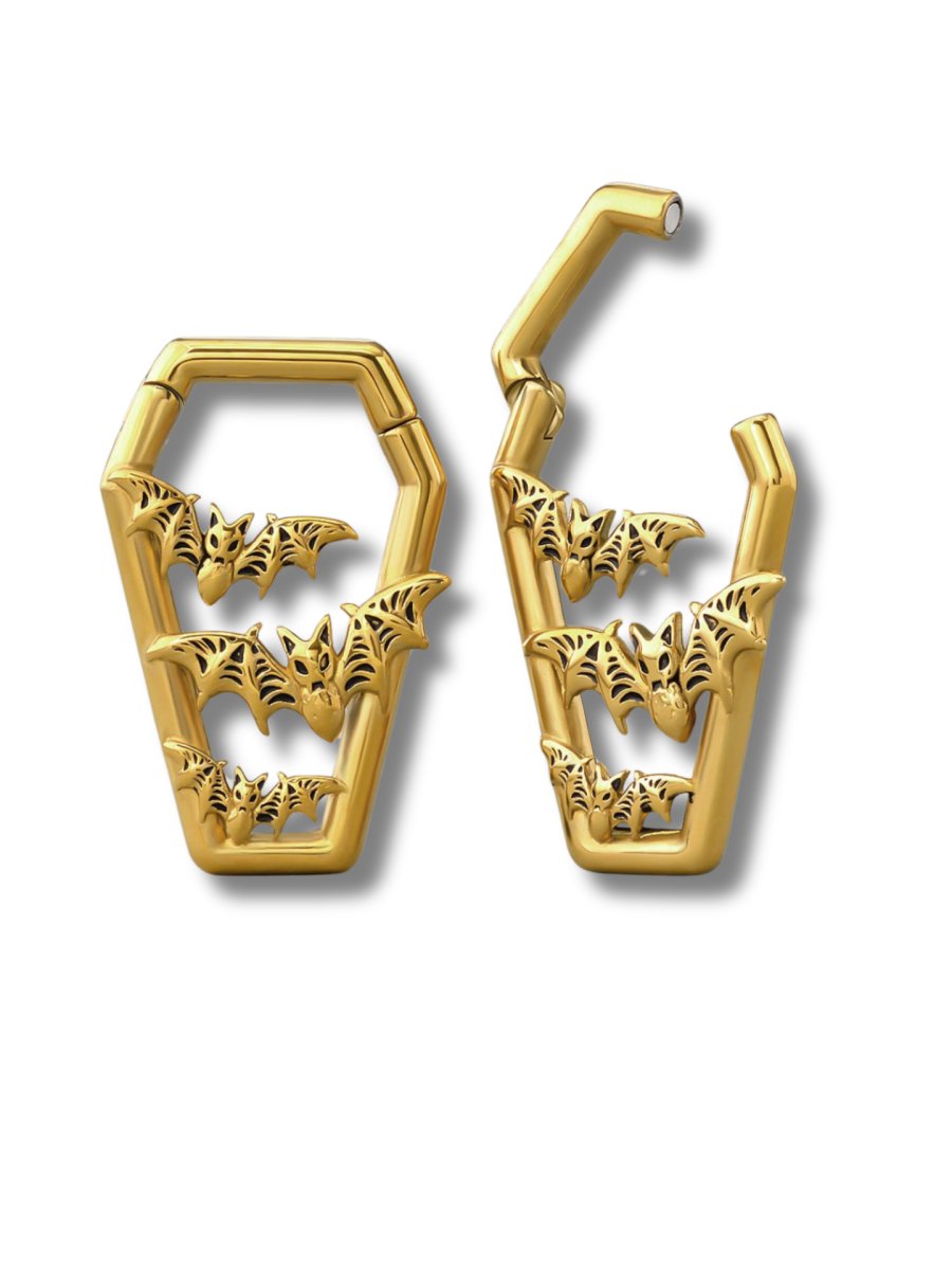 PunkPlugs Dancing Bats Coffin Ear Weights and Hangers