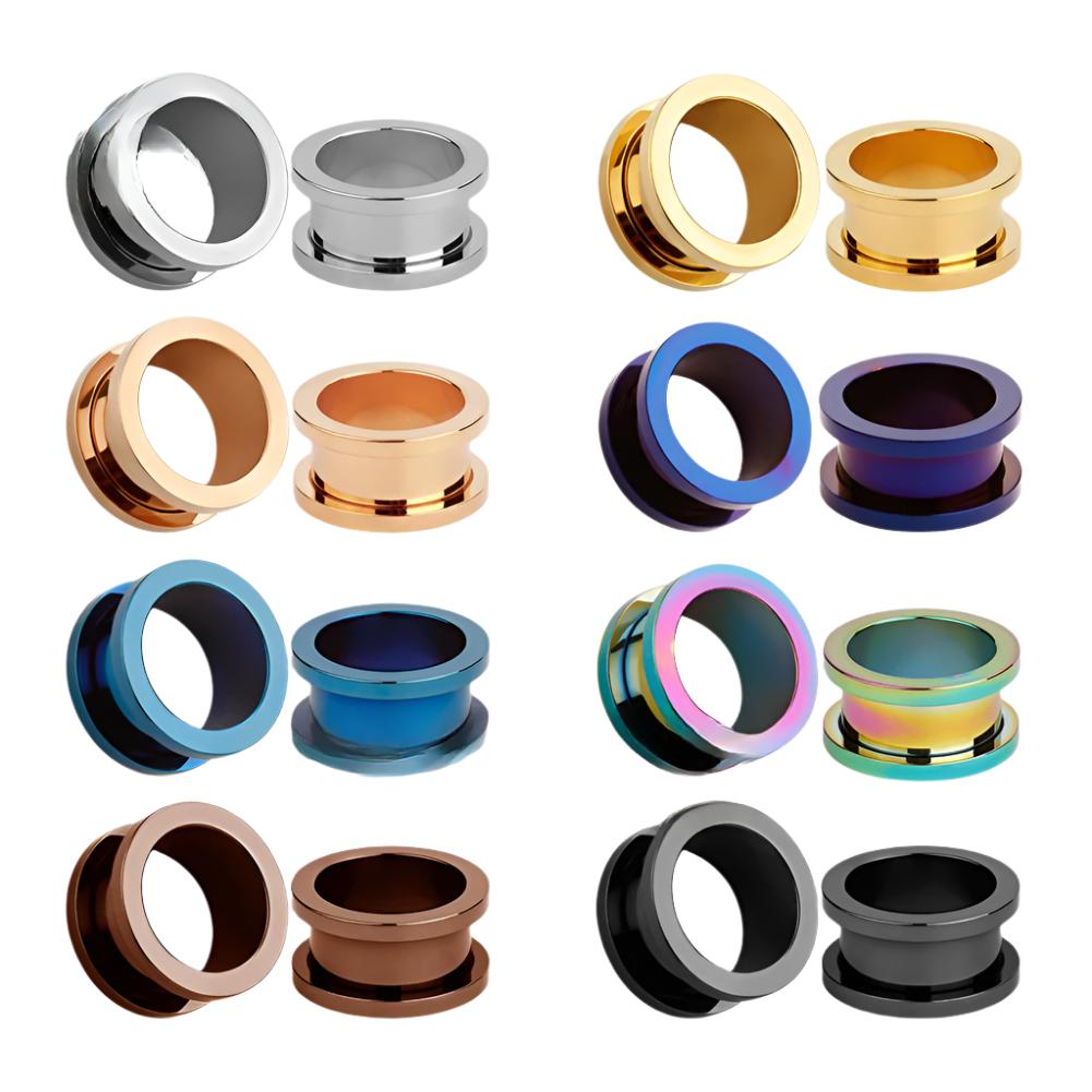 Flat-Flared Threaded Ear Tunnels Petite & Large Size