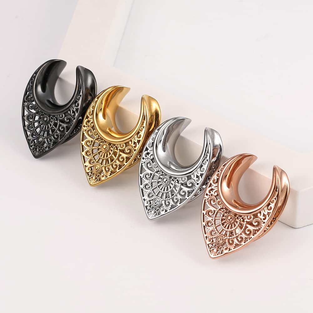 Floral Steel Ear Saddles - PunkPlugs