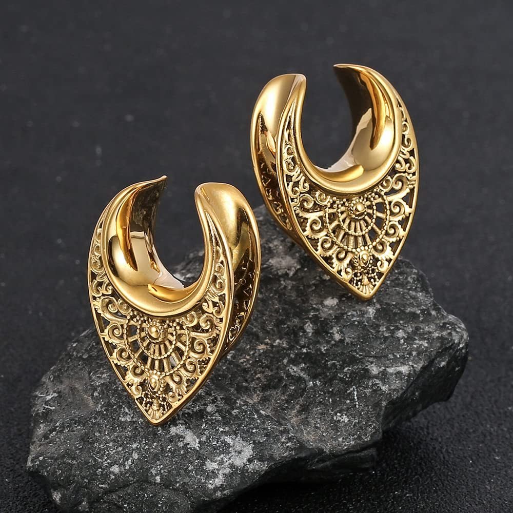 Floral Steel Ear Saddles - PunkPlugs