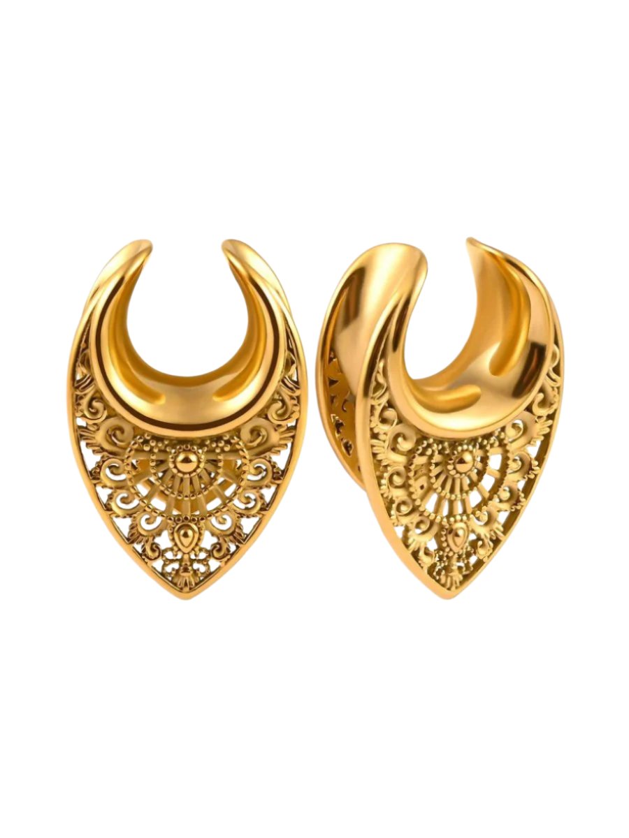 Floral Steel Ear Saddles - PunkPlugs