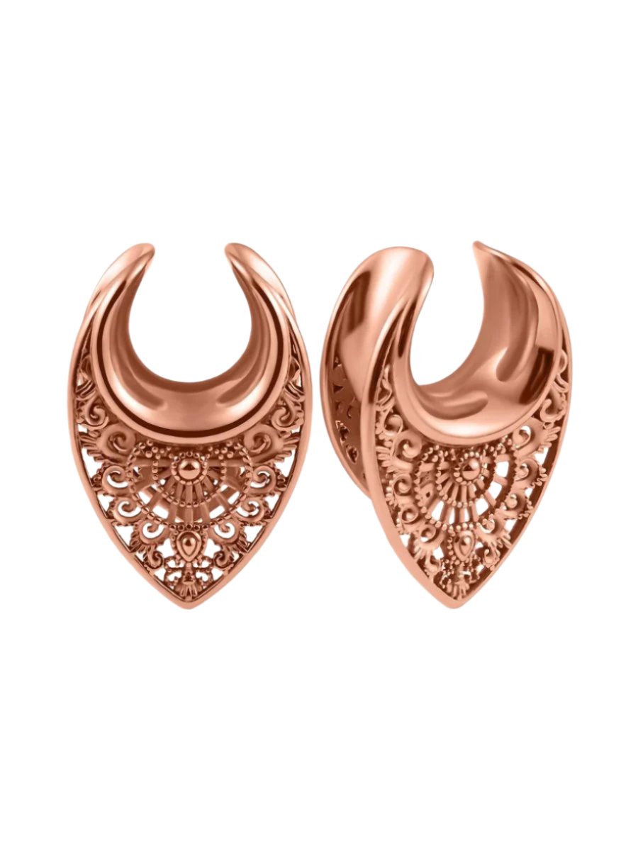 Floral Steel Ear Saddles - PunkPlugs