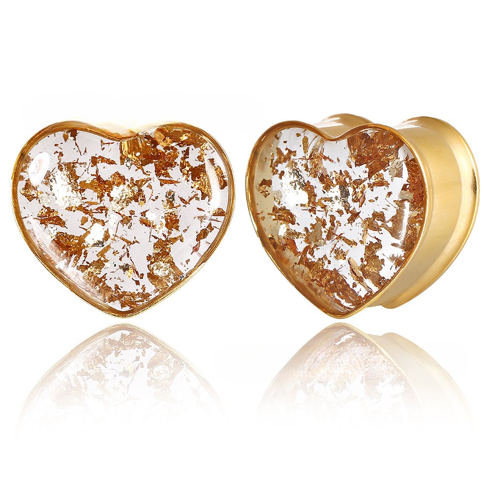 PunkPlugs Golden Foils Heart-Shape Ear Plugs