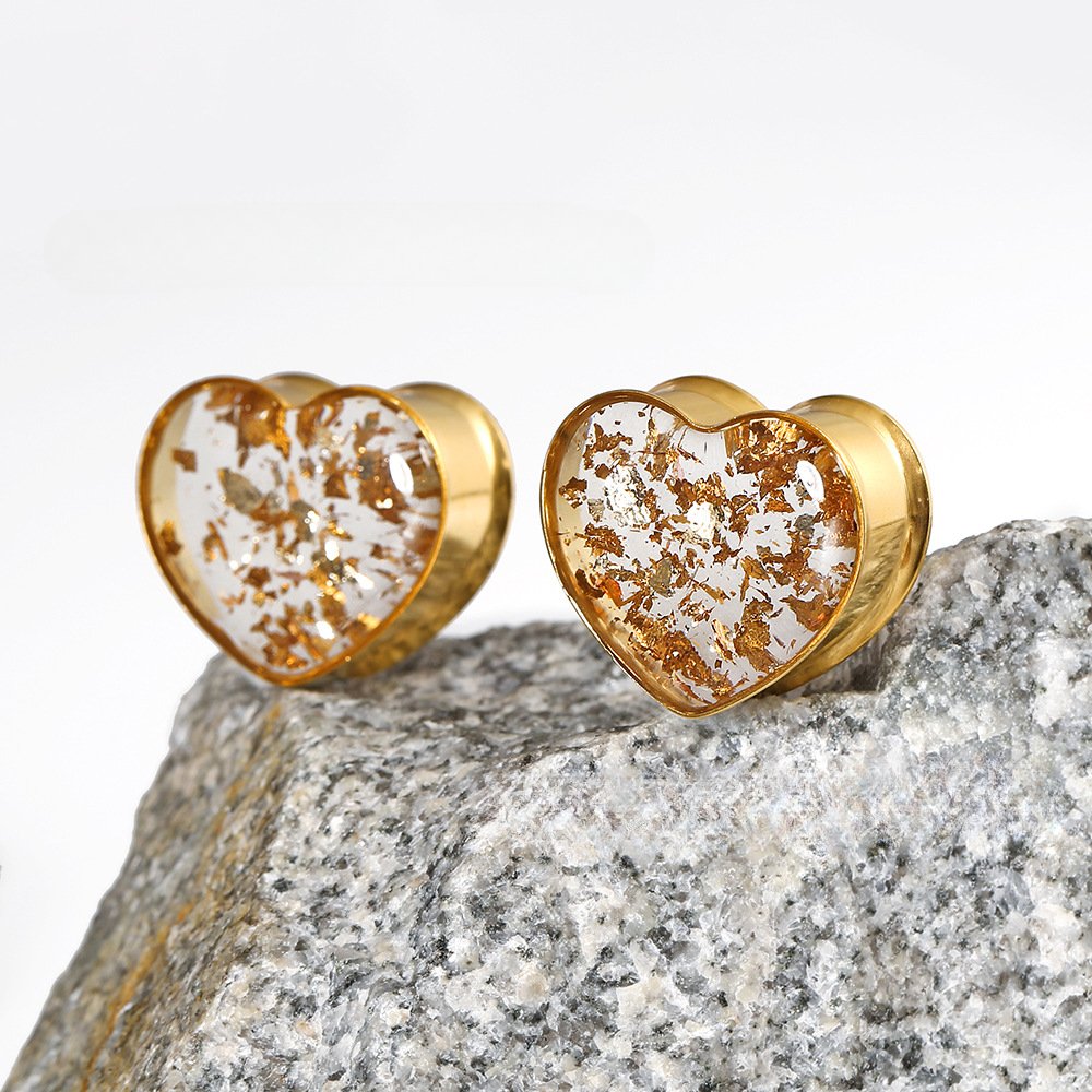 PunkPlugs Golden Foils Heart-Shape Ear Plugs