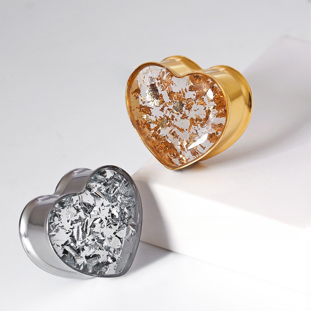 PunkPlugs Golden Foils Heart-Shape Ear Plugs