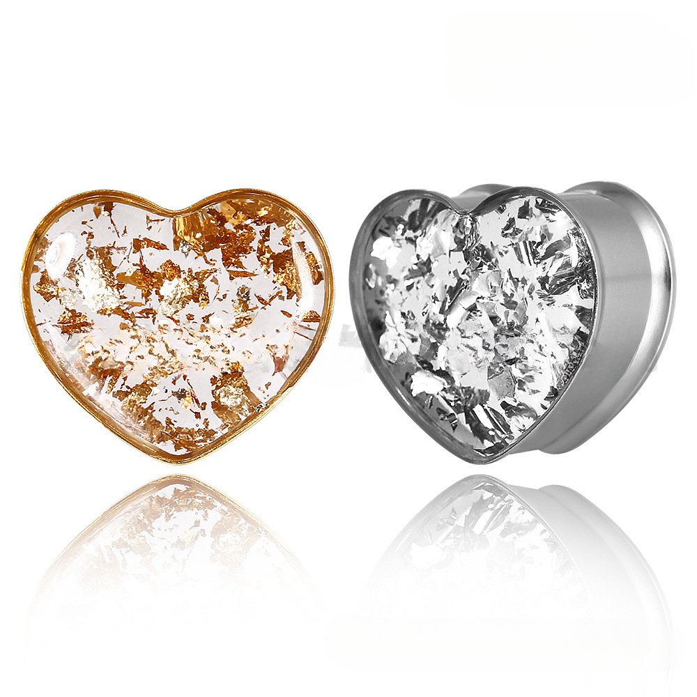 PunkPlugs Golden Foils Heart-Shape Ear Plugs