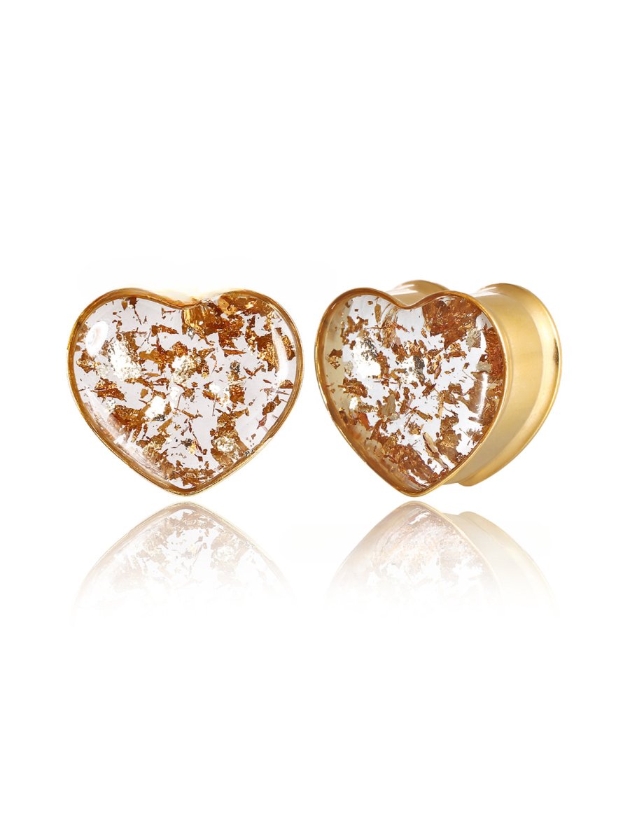 PunkPlugs Golden Foils Heart-Shape Ear Plugs