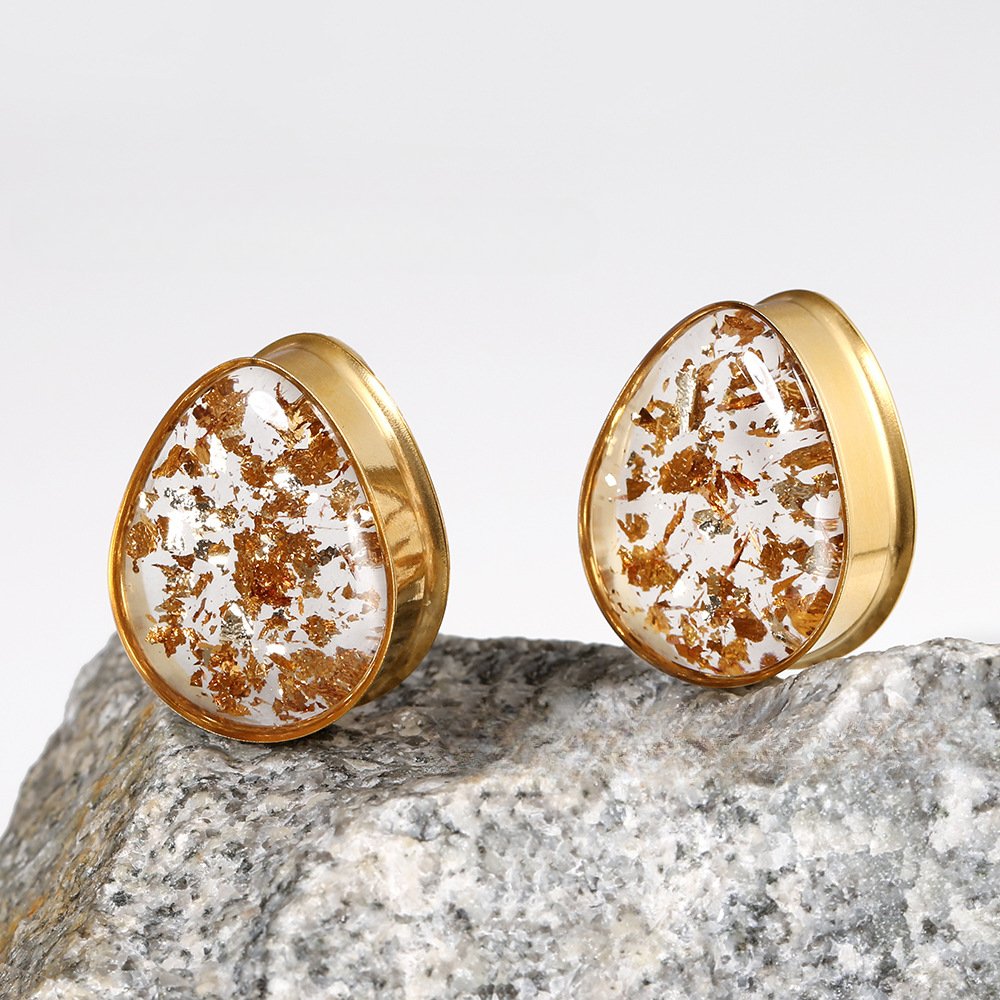 PunkPlugs Golden Foils / Silver Foils Waterdrop Ear Plugs