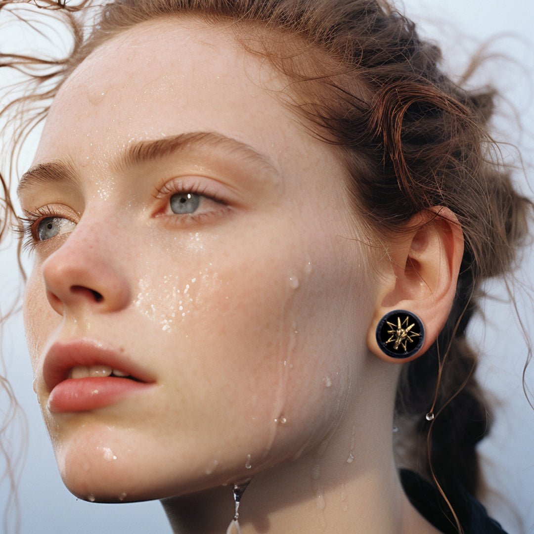 PunkPlugs Golden Goat Black Sandalwood Ear Tunnels