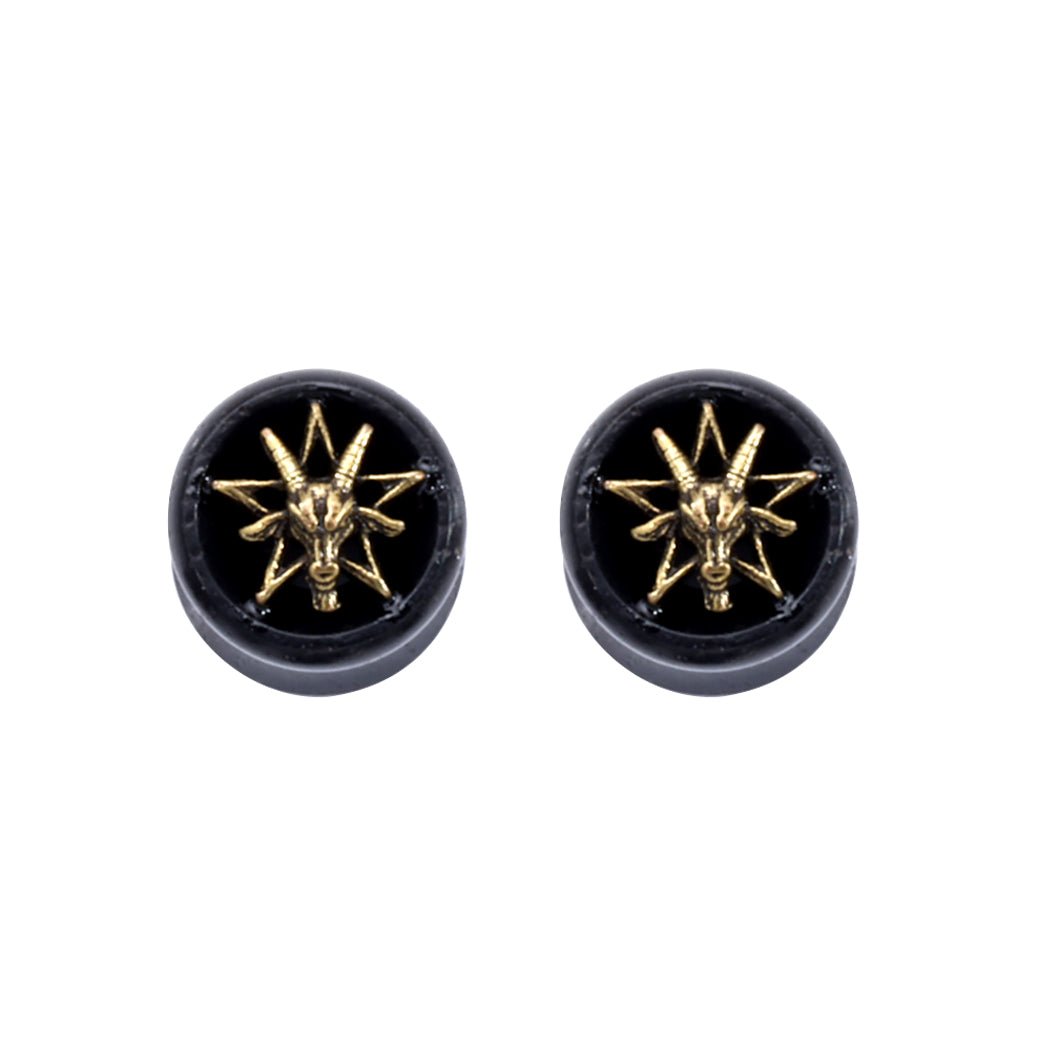 PunkPlugs Golden Goat Black Sandalwood Ear Tunnels
