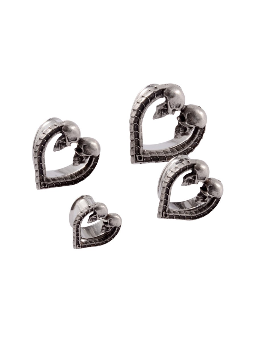 PunkPlugs Heart-Shape Skull Ear Tunnels - Love U Till The End Of The World