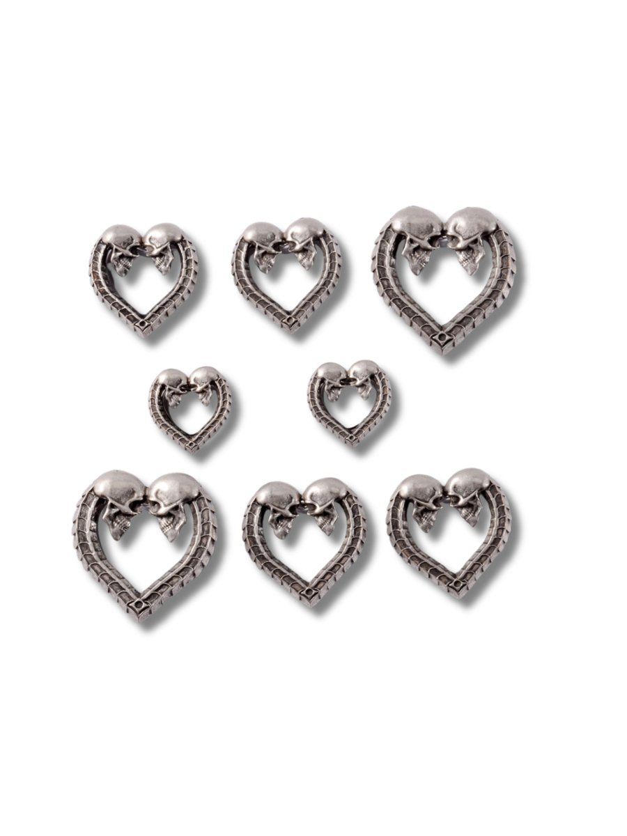 PunkPlugs Heart-Shape Skull Ear Tunnels - Love U Till The End Of The World
