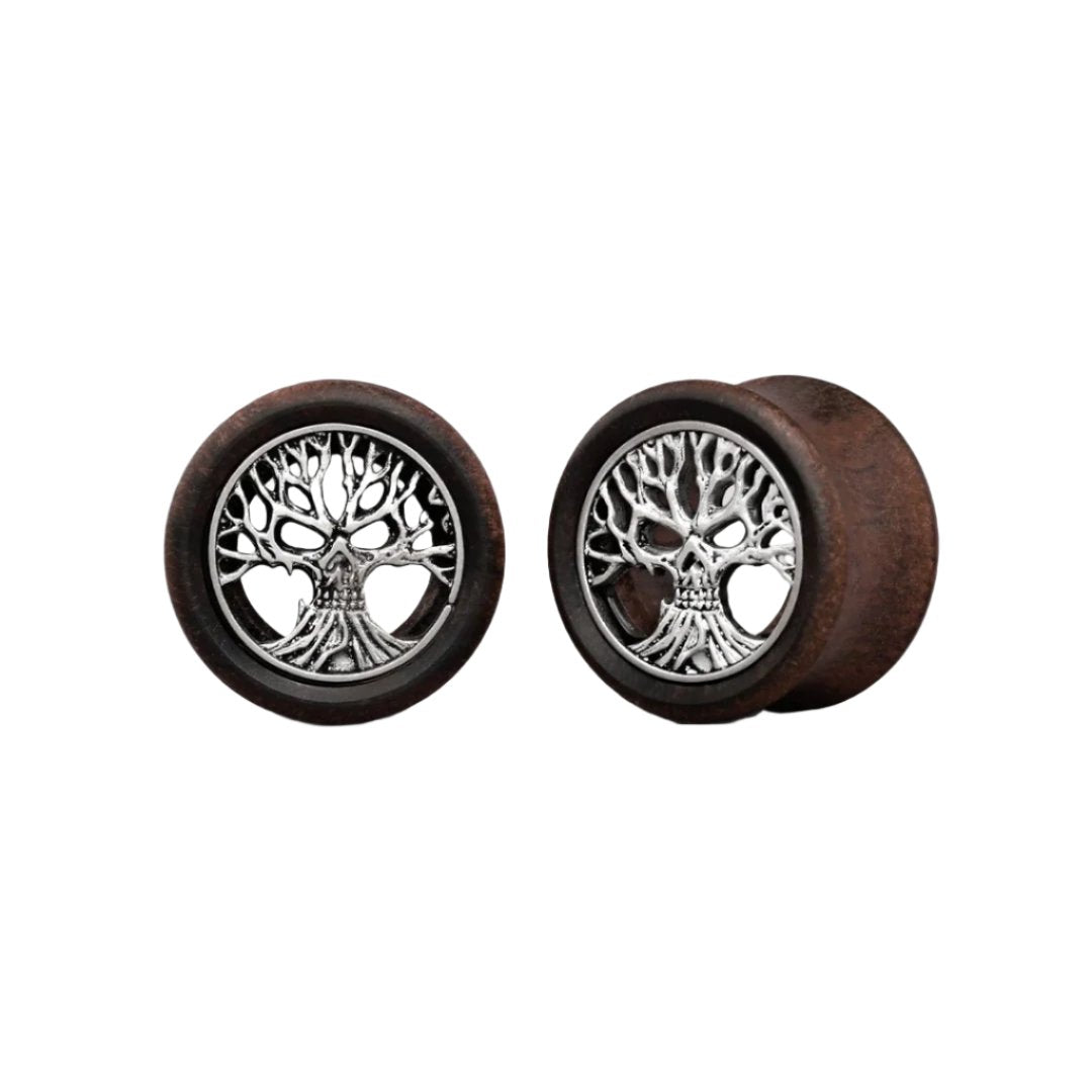 PunkPlugs Skull Tree Red Wood Ear Tunnels