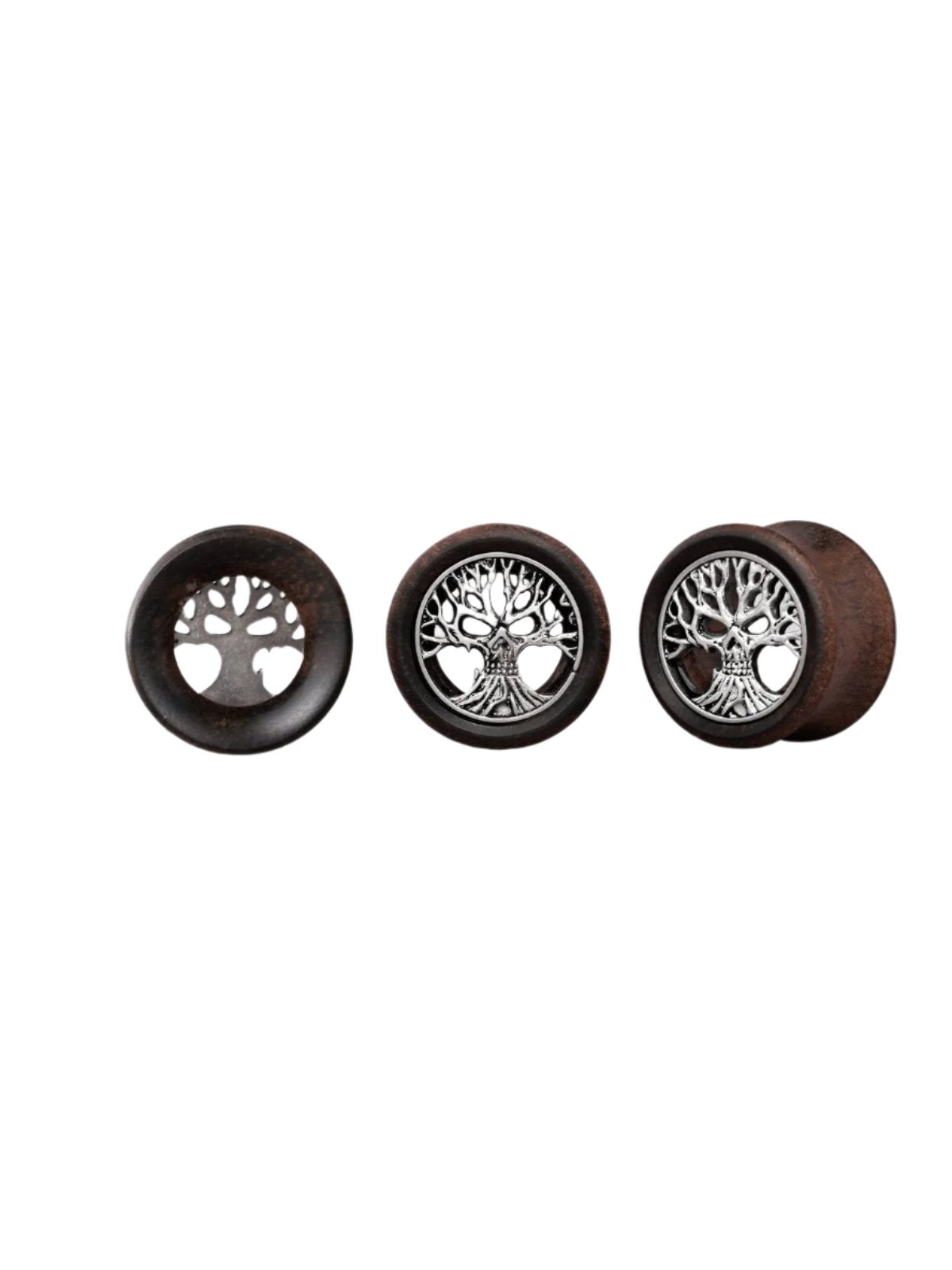 PunkPlugs Skull Tree Red Wood Ear Tunnels