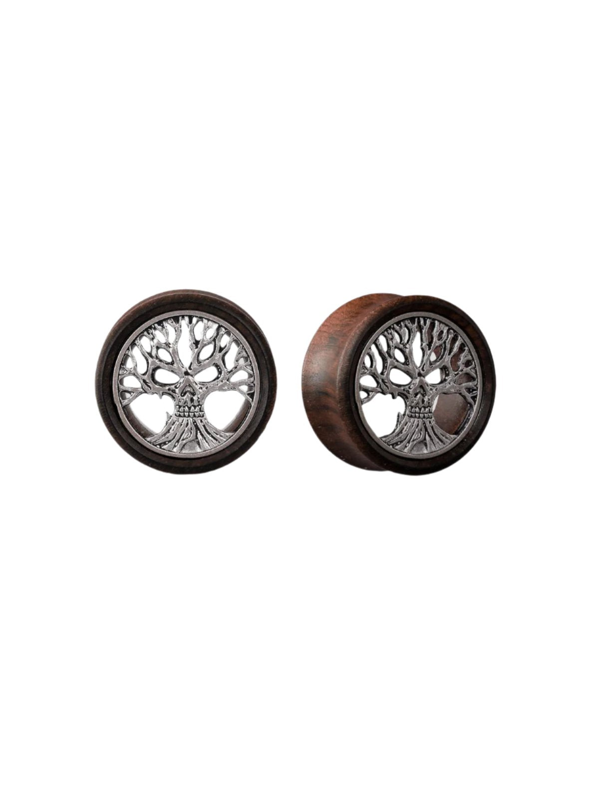 PunkPlugs Skull Tree Red Wood Ear Tunnels