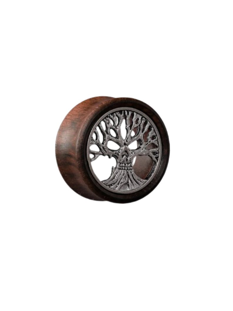 PunkPlugs Skull Tree Red Wood Ear Tunnels
