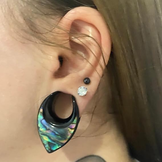 PunkPlugs Notch Abalone Shell Inlay Ear Saddles
