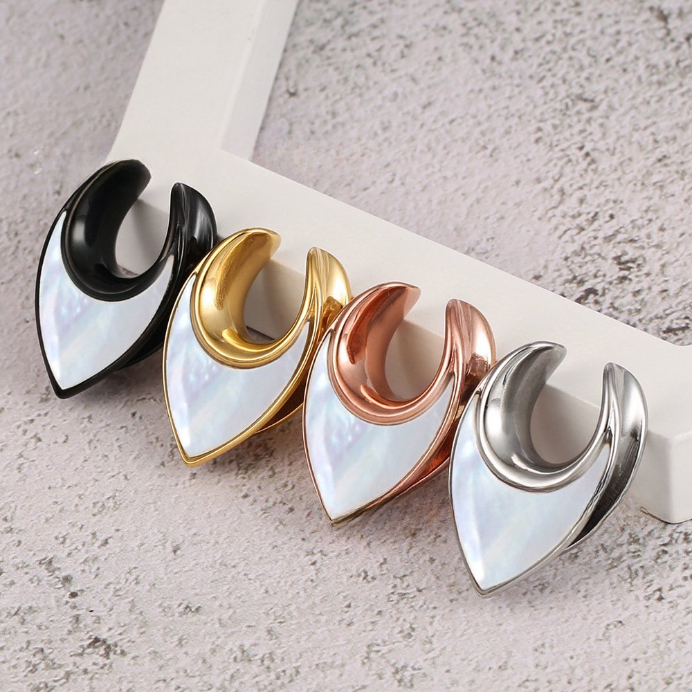 PunkPlugs Notch White Shell Inlay Ear Saddles