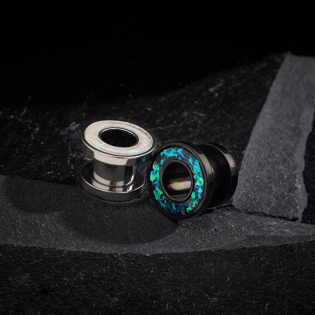 PunkPlugs Opal Flake Threaded Ear Tunnels