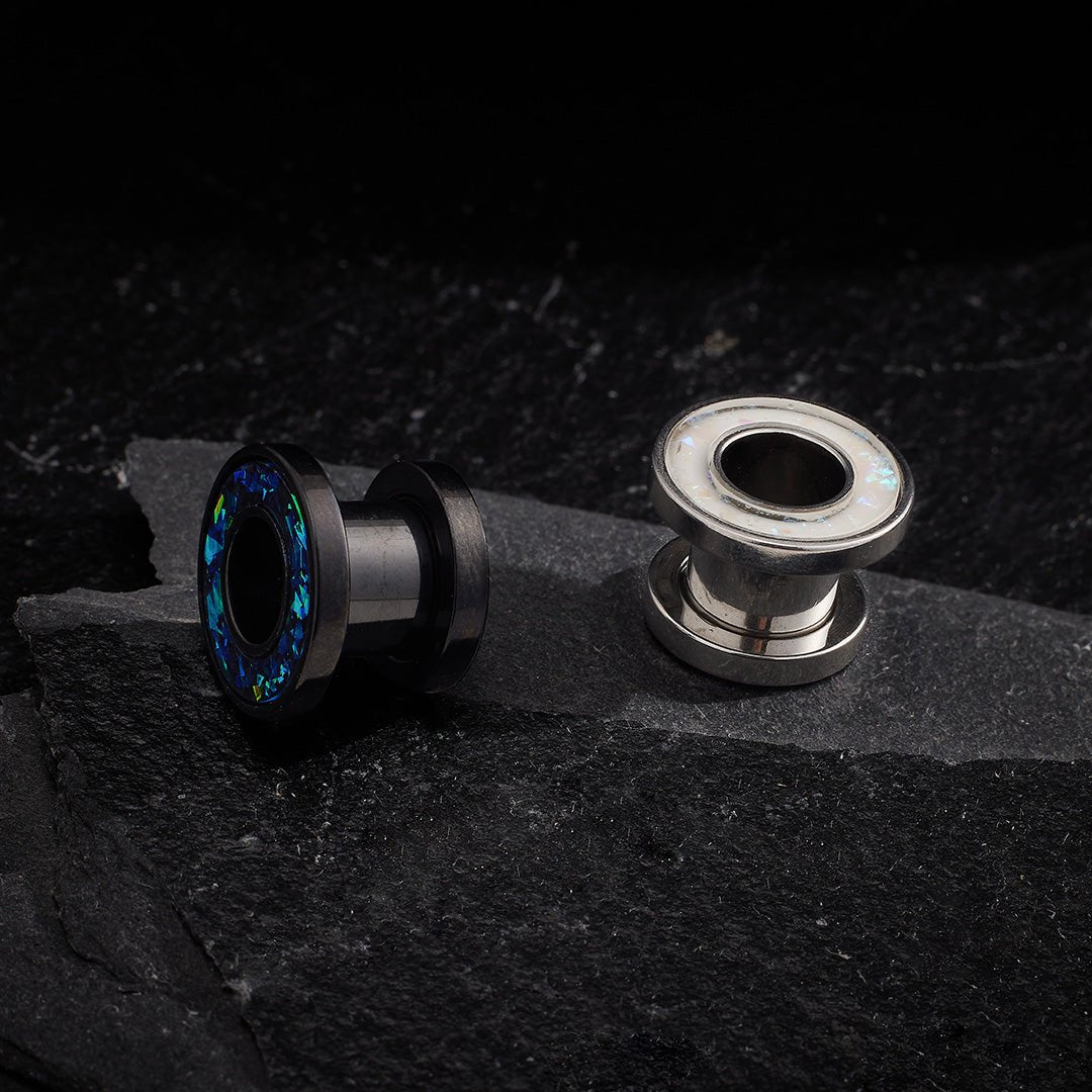 PunkPlugs Opal Flake Threaded Ear Tunnels