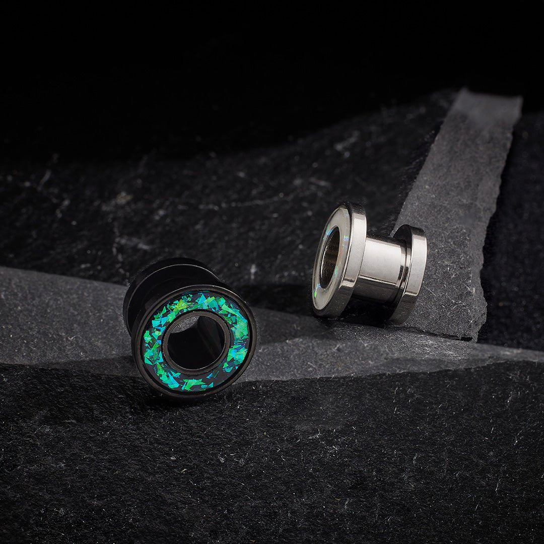 PunkPlugs Opal Flake Threaded Ear Tunnels