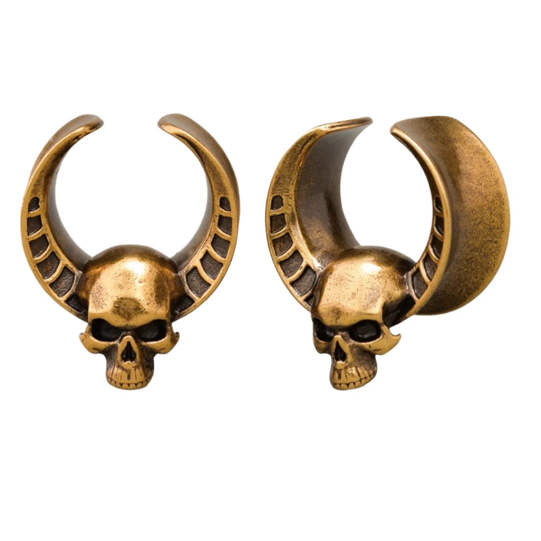 PunkPlugs Skull Head Copper Ear Saddles Tunnels