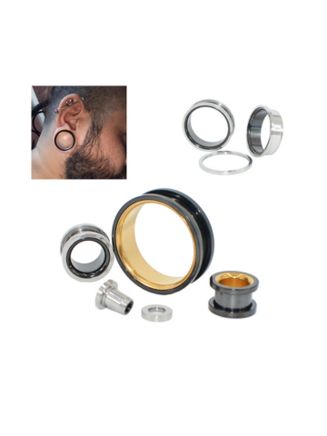 PunkPlugs Dual-Color Flate-Flared Ear Tunnels