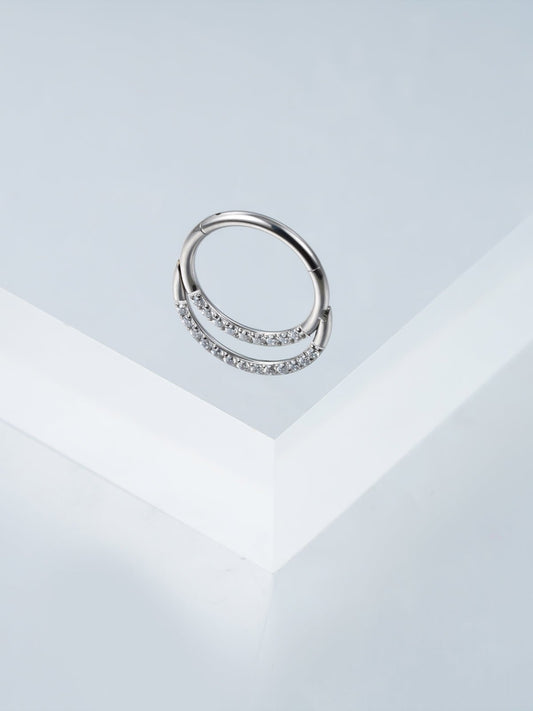 Double Layered Diamond Nose Ring - PunkPlugs