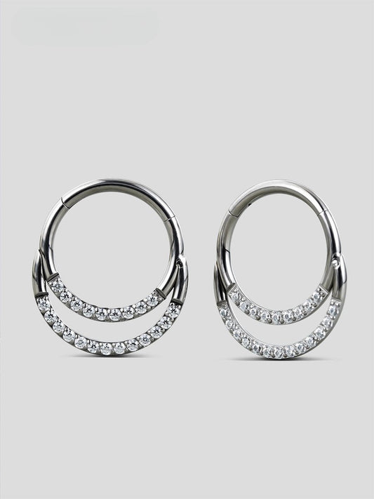 Double Layered Diamond Nose Ring - PunkPlugs