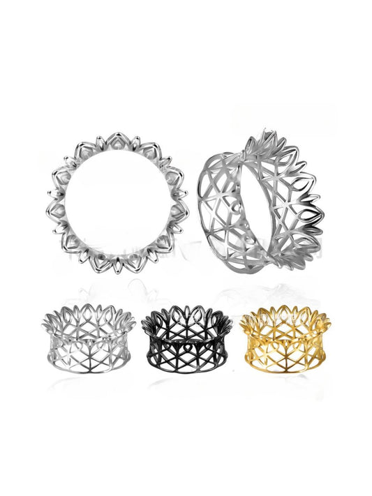 PunkPlugs Floral Hollow Ear Tunnels