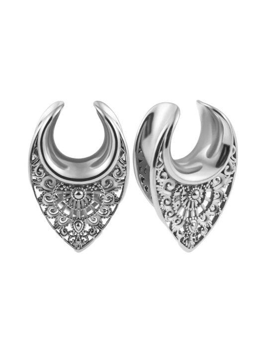 Floral Steel Ear Saddles - PunkPlugs