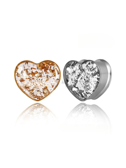 PunkPlugs Golden Foils Heart-Shape Ear Plugs