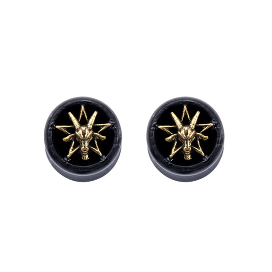 PunkPlugs Golden Goat Black Sandalwood Ear Tunnels
