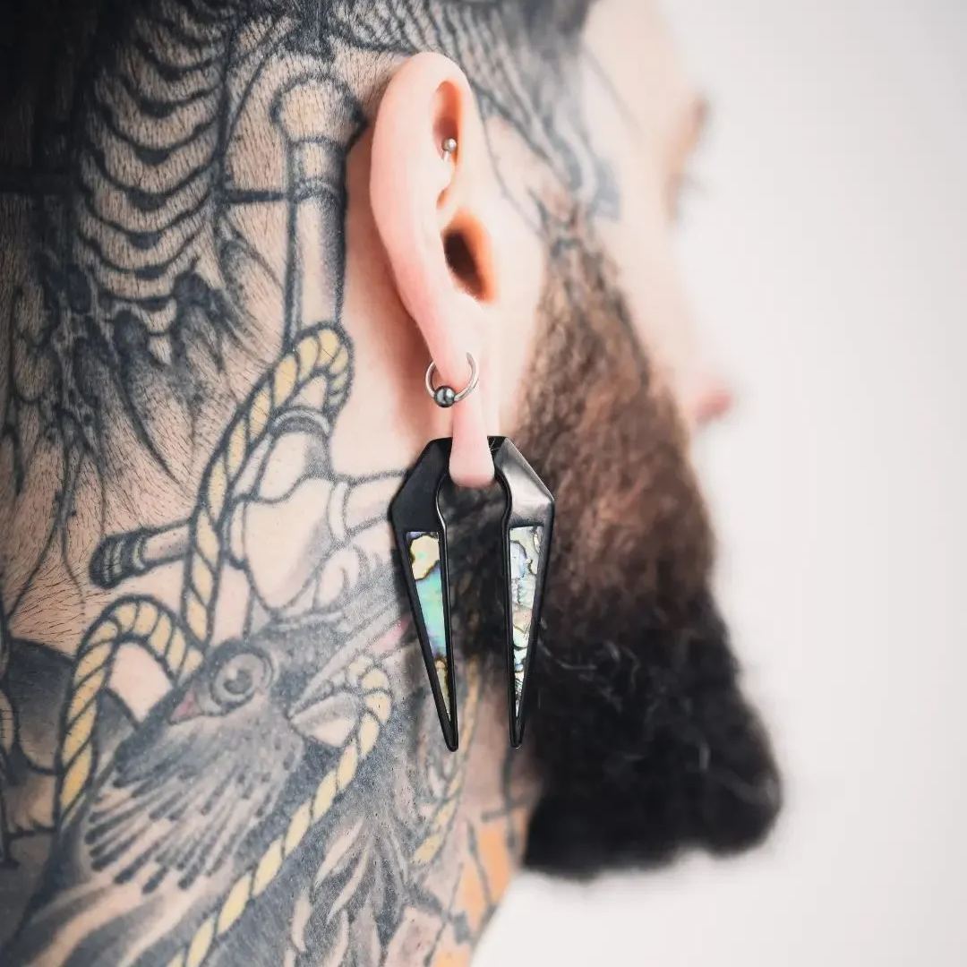 PunkPlugs Half Abalone Inlay Ear Hangers