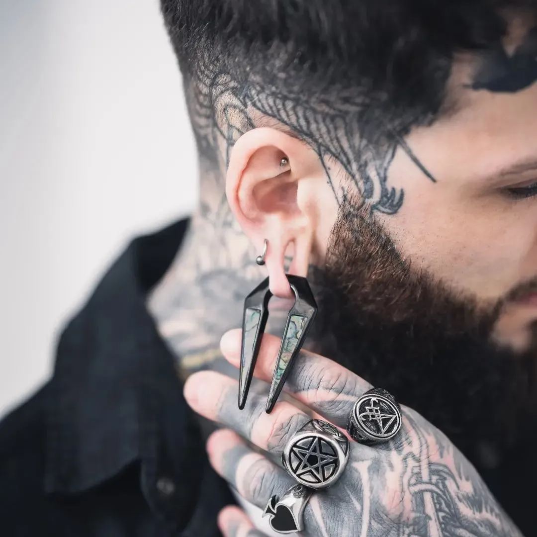 PunkPlugs Half Abalone Inlay Ear Hangers