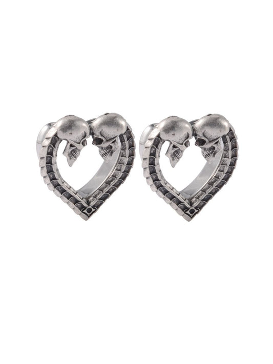 PunkPlugs Heart-Shape Skull Ear Tunnels - Love U Till The End Of The World