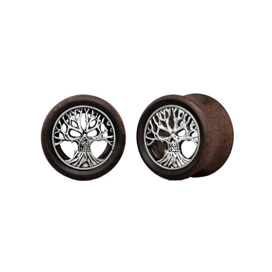 PunkPlugs Skull Tree Red Wood Ear Tunnels
