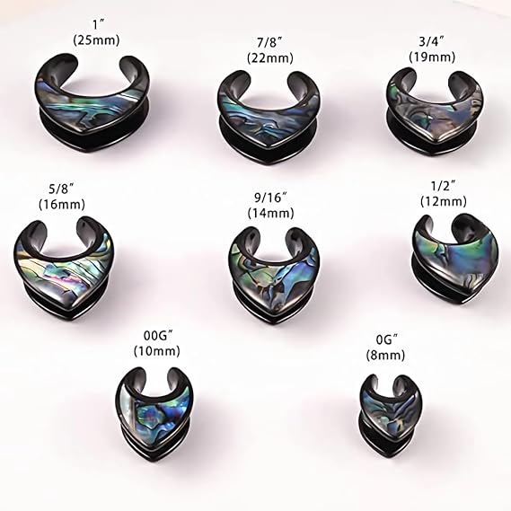 PunkPlugs Notch Abalone Shell Inlay Ear Saddles