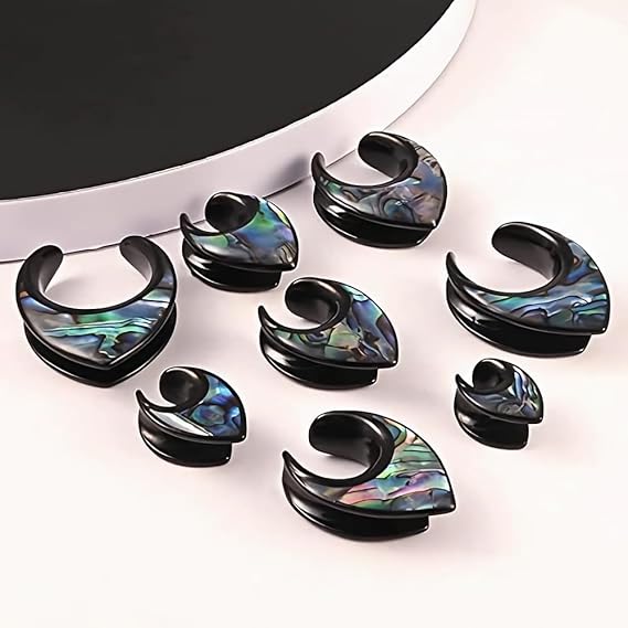 PunkPlugs Notch Abalone Shell Inlay Ear Saddles